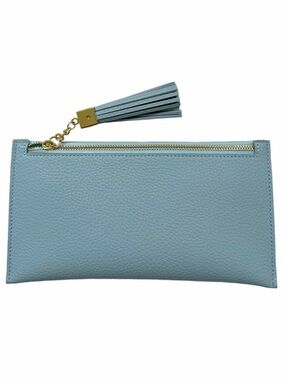 Katie Q New York Lt Blue Wristlet Wallet Clutch Purse Vegan Leather Box GIFT NEW